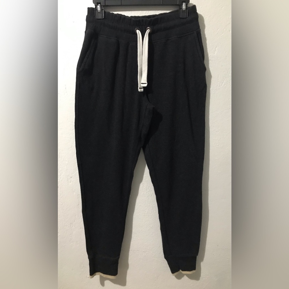 Faherty Black Jogger Track Pants with White Drawstring